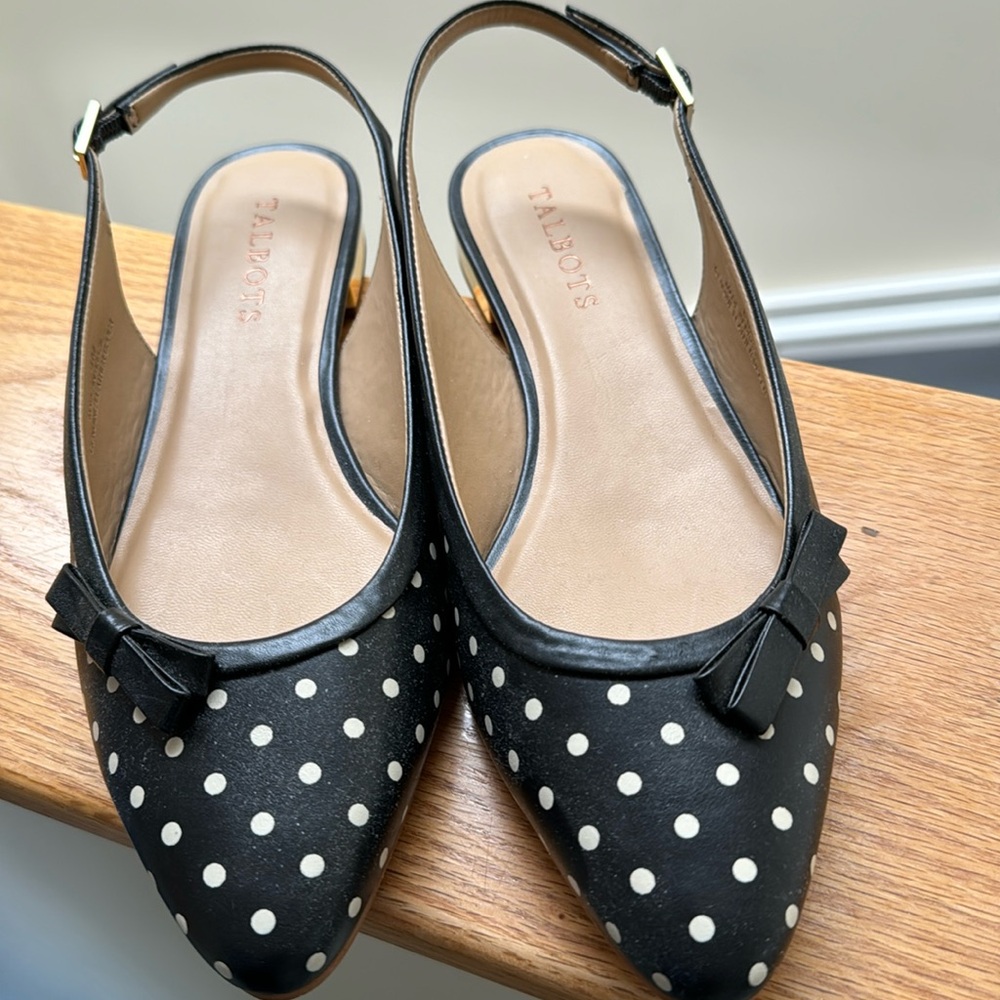 Talbots Black and White Polka Dot Flats